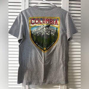 Columbia Grey Short-Sleeve Tee with Mountain Shield Graphic